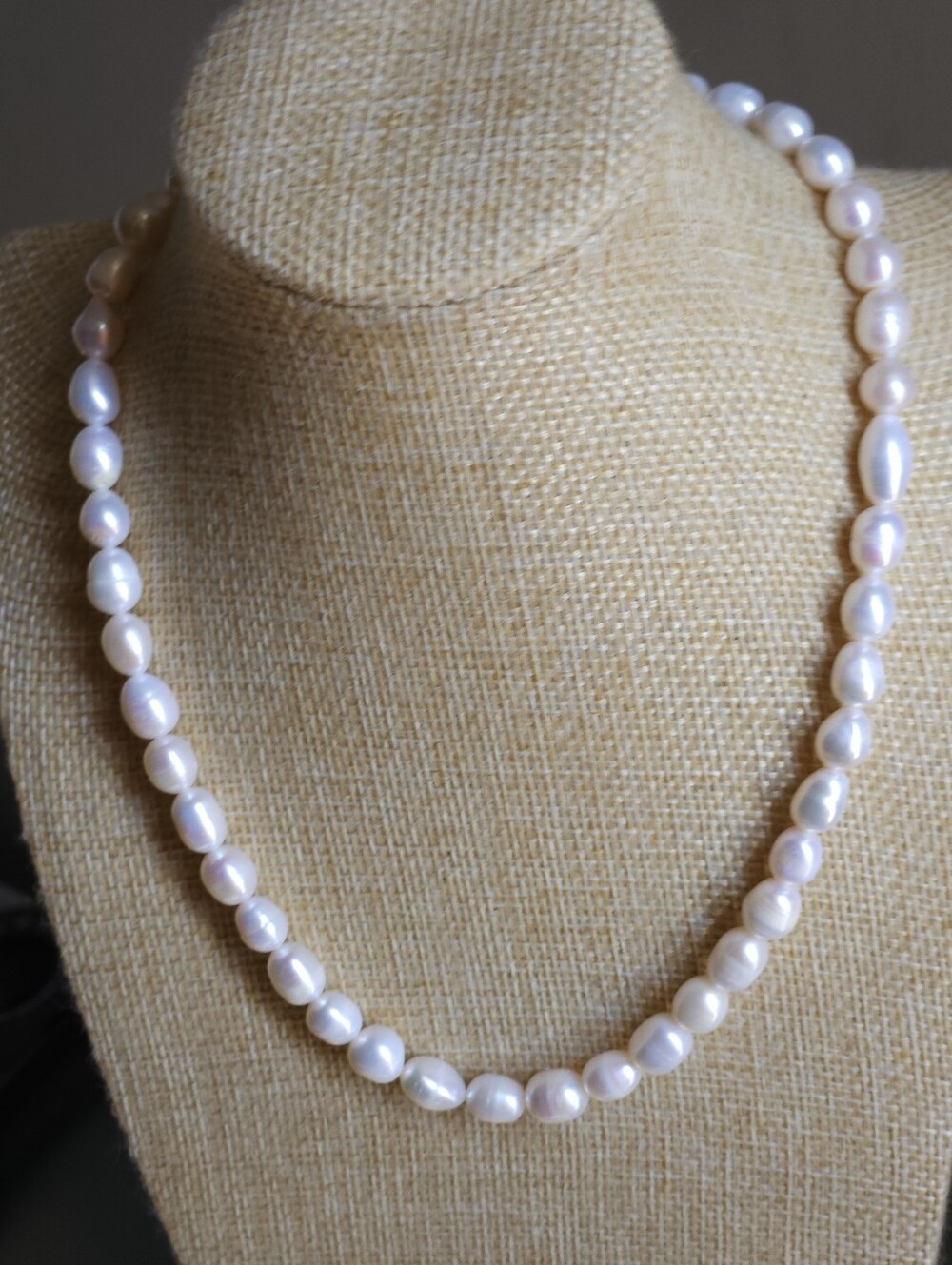 Vintage Single Strand Cream Baroque Freshwater Pearl Necklace | Organic